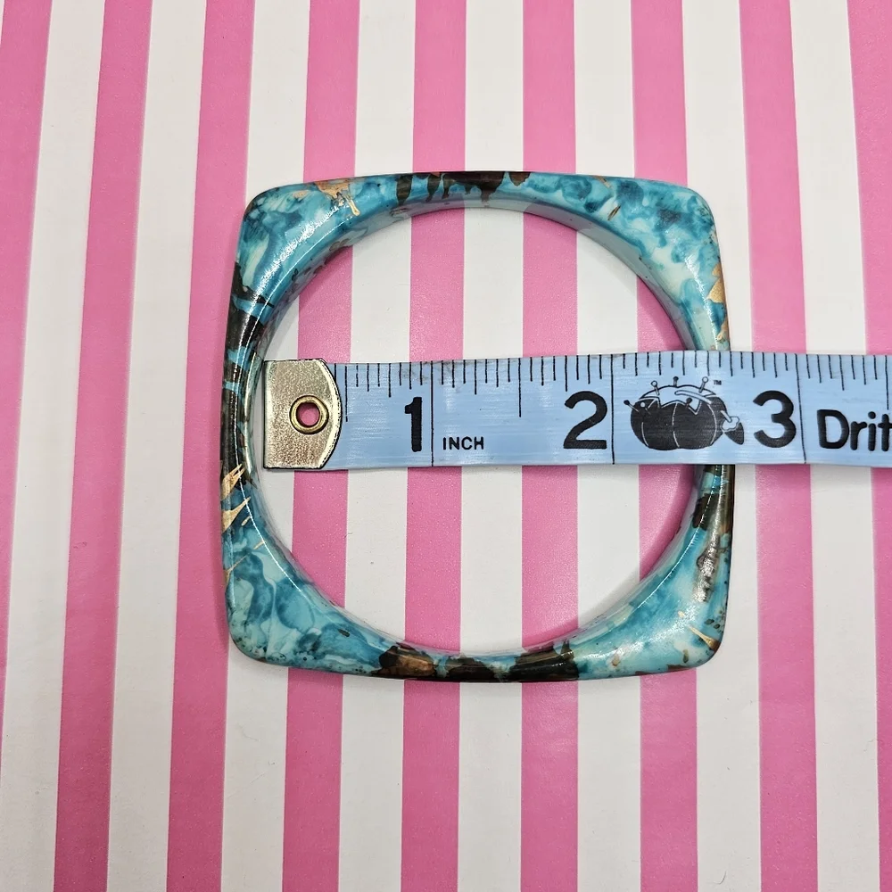 Set of 2 Turquoise and Gold Square Resin Bangles - Picture 5 of 5